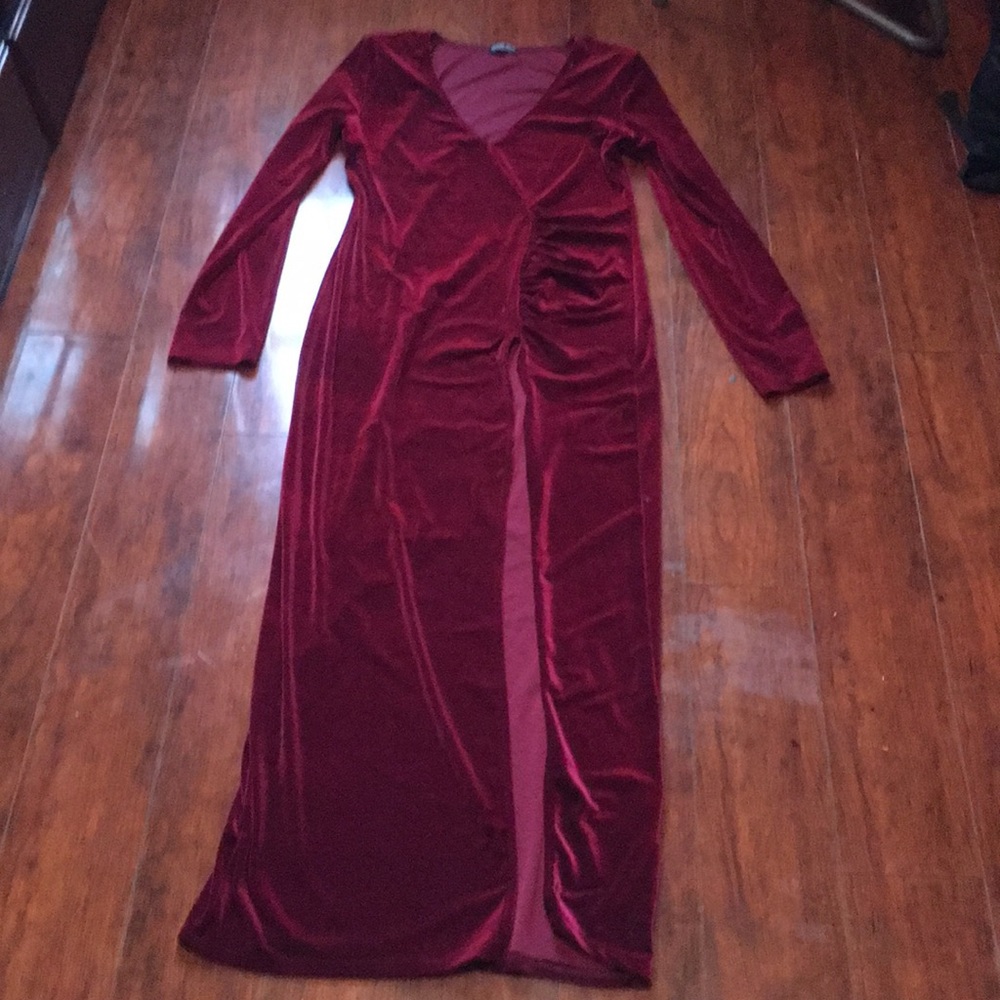Dark red velvet dress